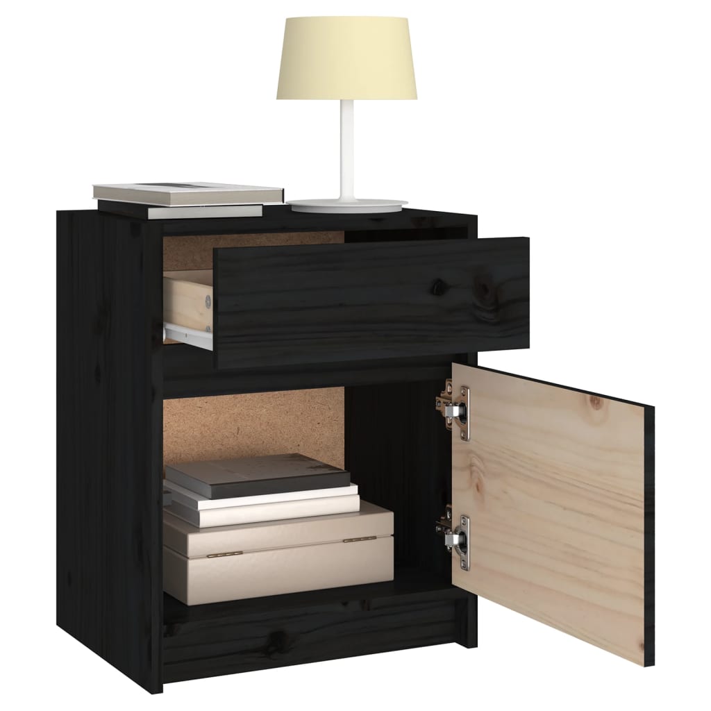 Bedside Cabinet Black 40x31x50 cm Solid Pinewood