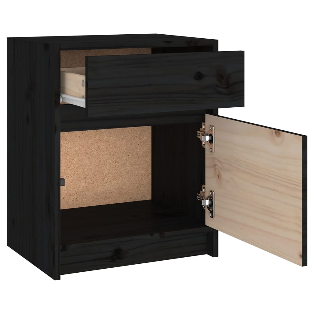 Bedside Cabinet Black 40x31x50 cm Solid Pinewood