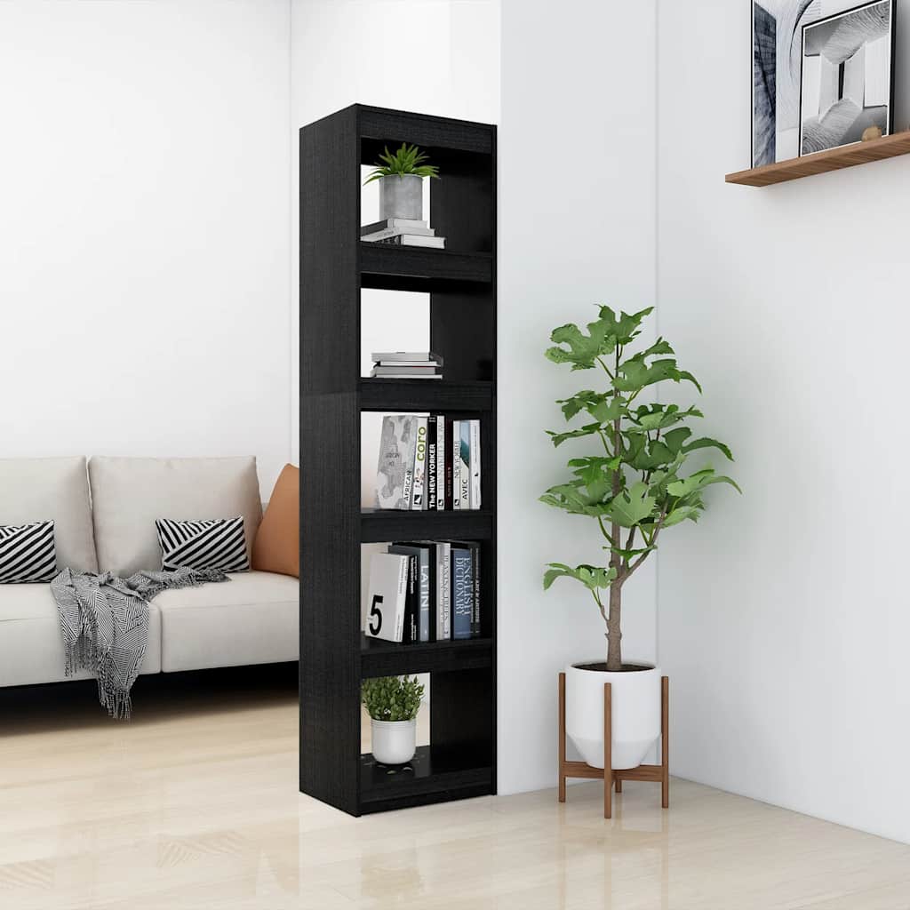 Book Cabinet/Room Divider Black 40x30x167.5 cm Solid Pinewood