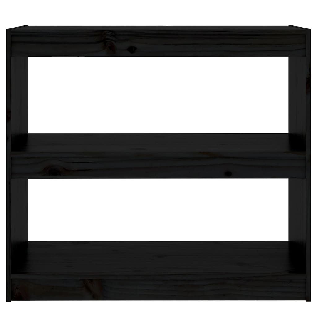 Book Cabinet/Room Divider Black 80x30x71.5 cm Solid Wood Pine