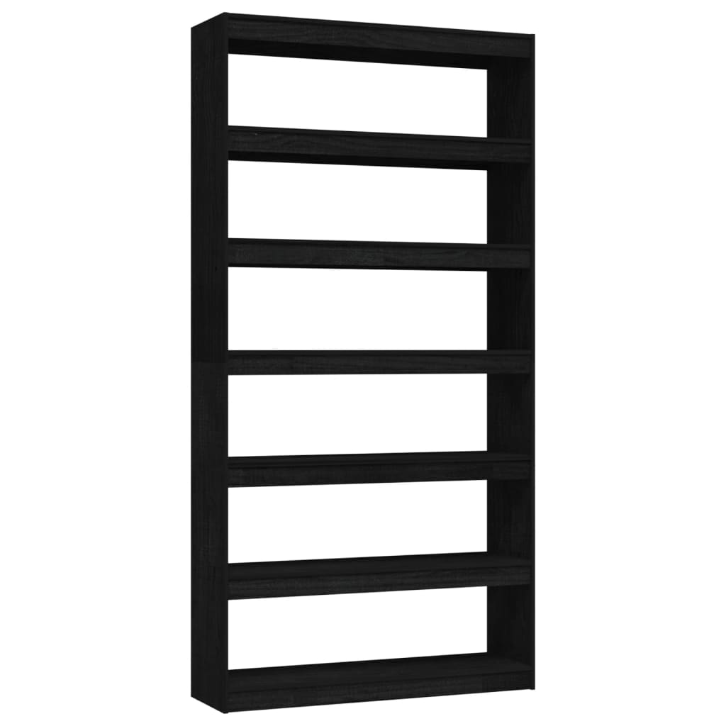 Book Cabinet/Room Divider Black 100x30x200 cm Solid Pinewood