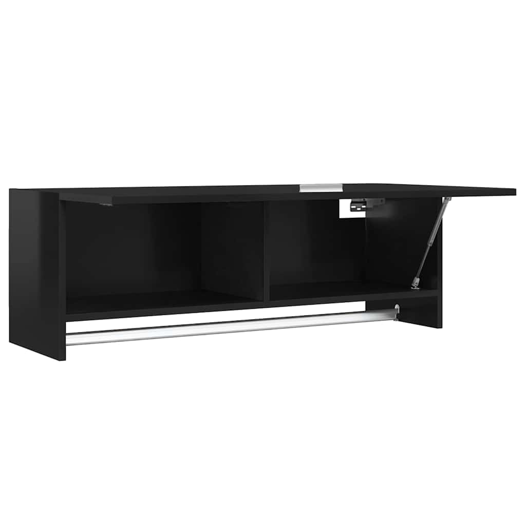 Wardrobe High Gloss Black 100x32.5x35 cm Engineered Wood