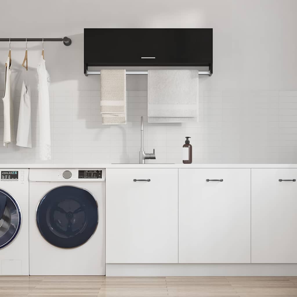 Wardrobe High Gloss Black 100x32.5x35 cm Engineered Wood