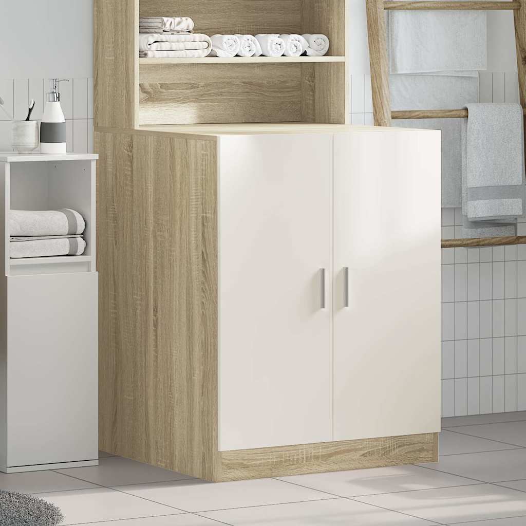 Washing Machine Cabinet White and Sonoma Oak 71x71.5x91.5 cm