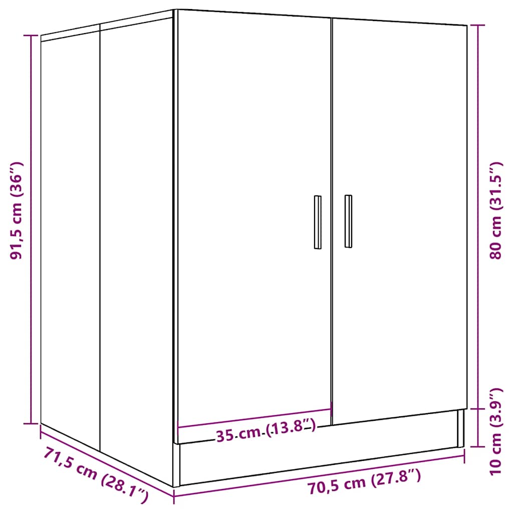 Washing Machine Cabinet High Gloss White 71x71.5x91.5 cm