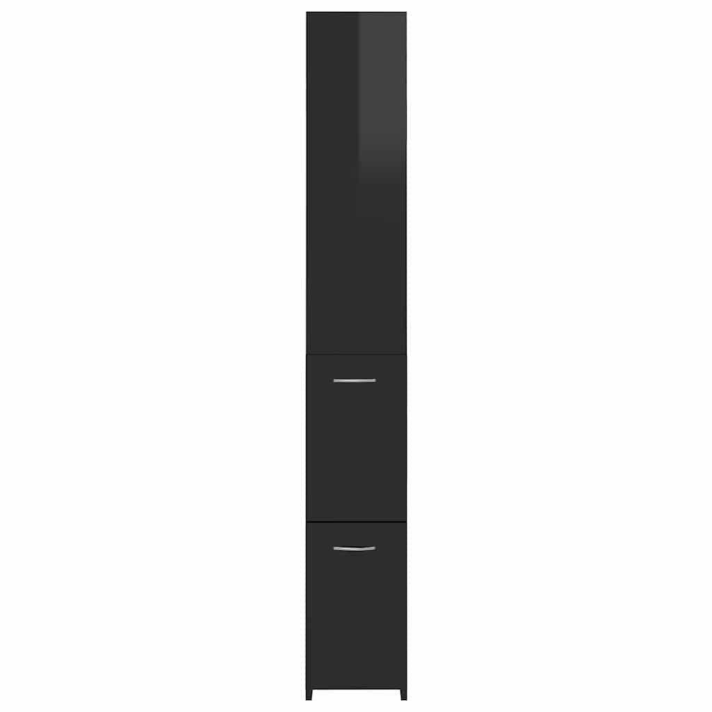 Bathroom Cabinet High Gloss Black 25x26.5x170 cm Engineered Wood