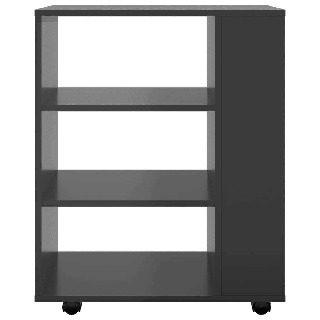 Rolling Cabinet High Gloss Black 60x35x75 cm Engineered Wood