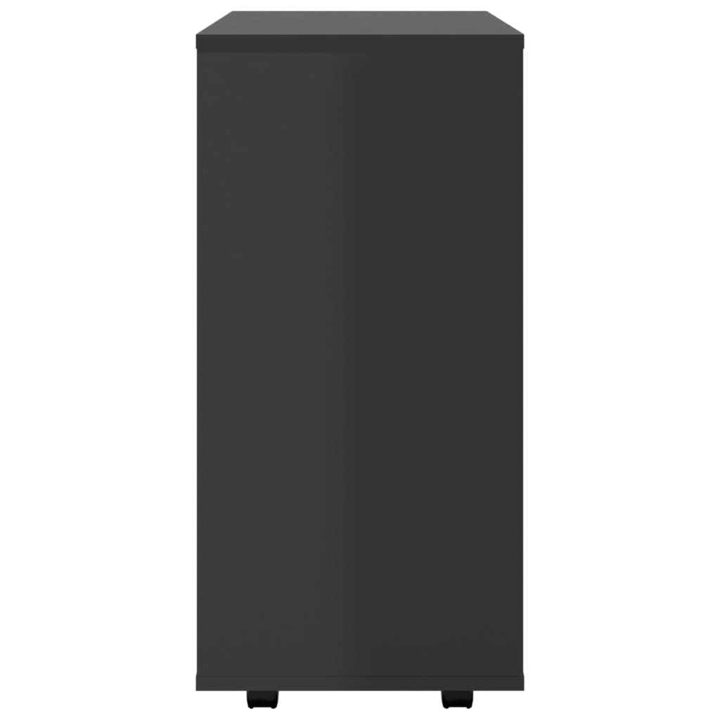 Rolling Cabinet High Gloss Black 60x35x75 cm Engineered Wood