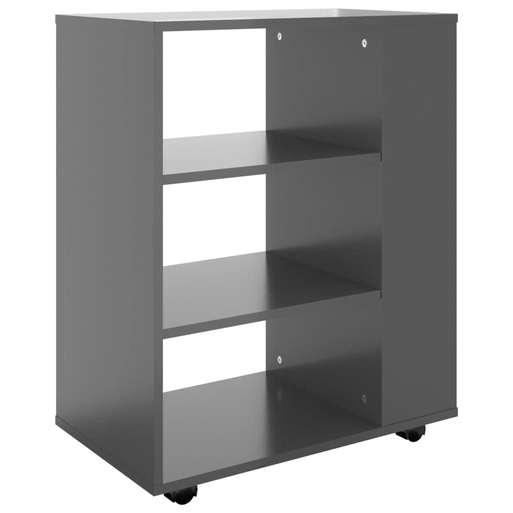 Rolling Cabinet High Gloss Grey 60x35x75 cm Engineered Wood