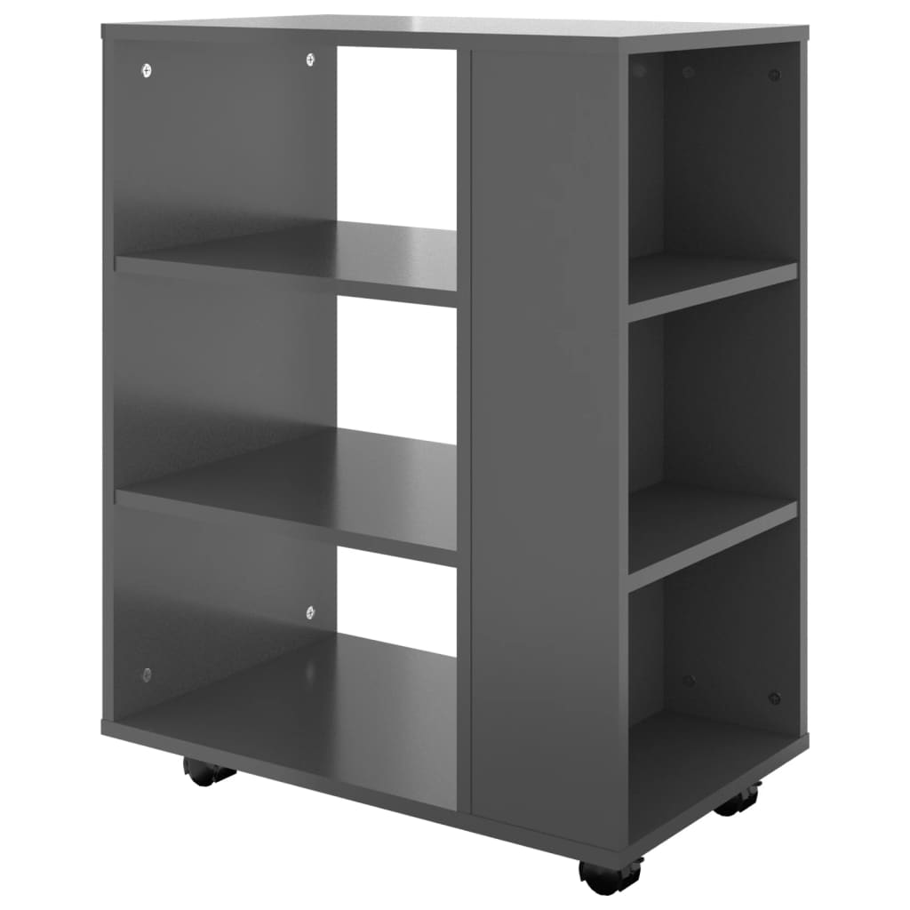 Rolling Cabinet High Gloss Grey 60x35x75 cm Engineered Wood