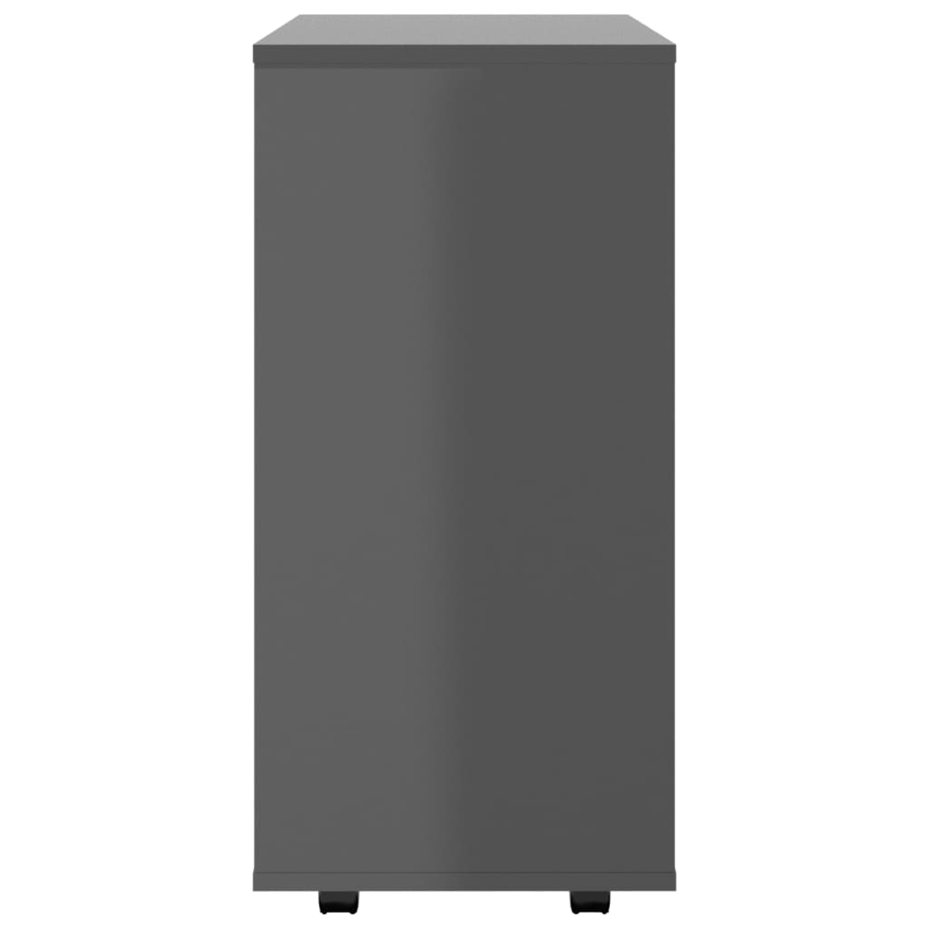 Rolling Cabinet High Gloss Grey 60x35x75 cm Engineered Wood