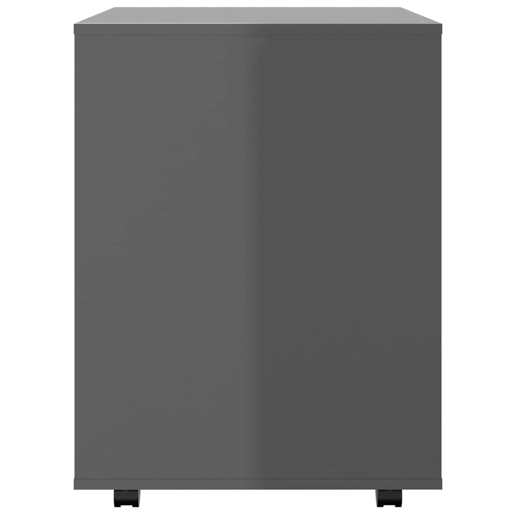 Rolling Cabinet High Gloss Grey 60x53x72 cm Engineered Wood