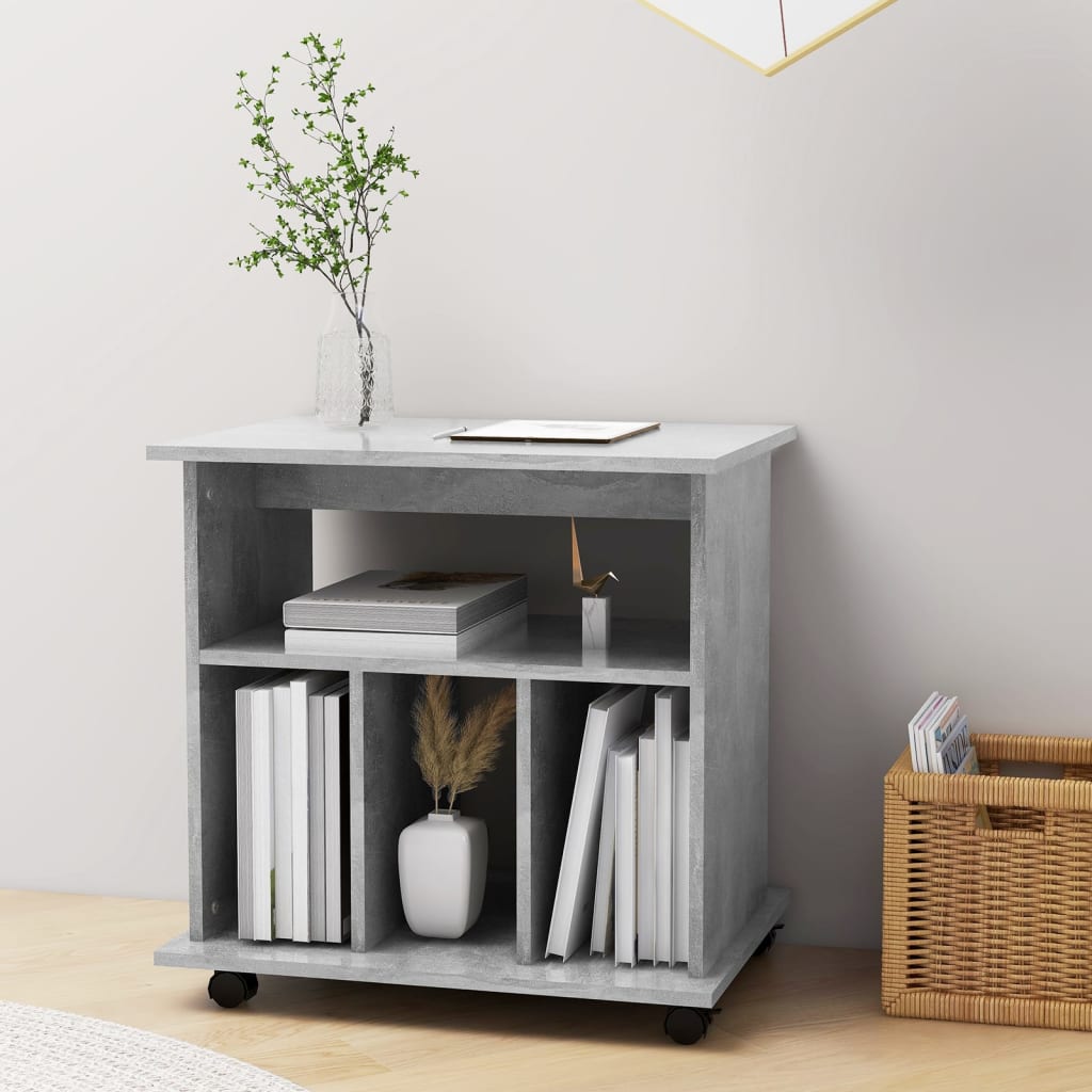 Rolling Cabinet Concrete Grey 60x45x60 cm Engineered Wood