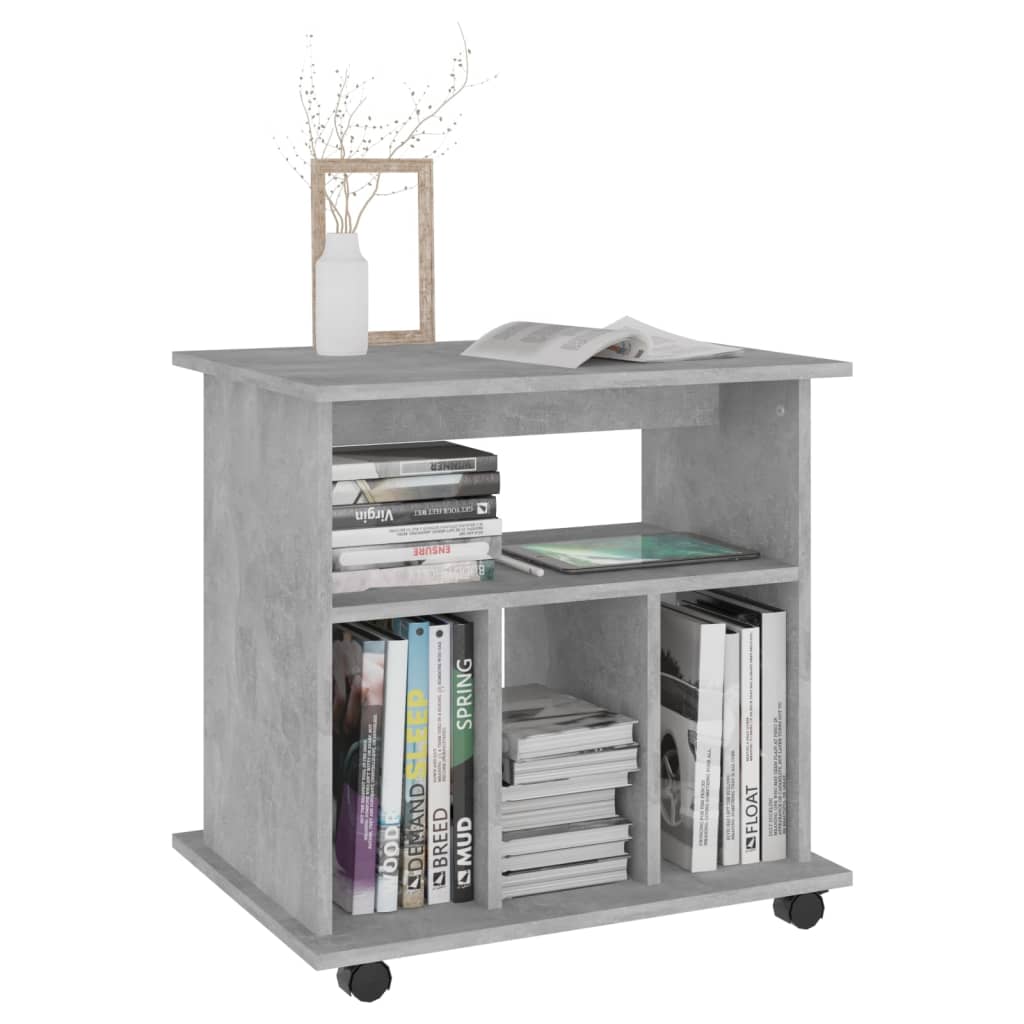 Rolling Cabinet Concrete Grey 60x45x60 cm Engineered Wood