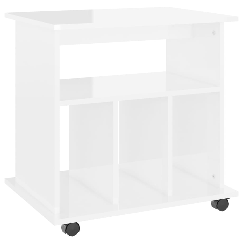 Rolling Cabinet High Gloss White 60x45x60 cm Engineered Wood