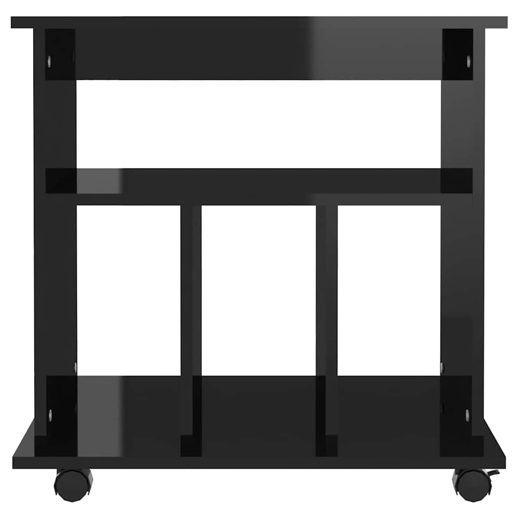 Rolling Cabinet High Gloss Black 60x45x60 cm Engineered Wood