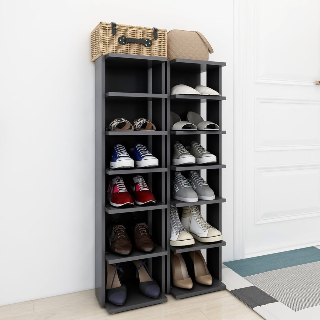 Shoe Cabinets 2 pcs Grey 27.5x27x102 cm