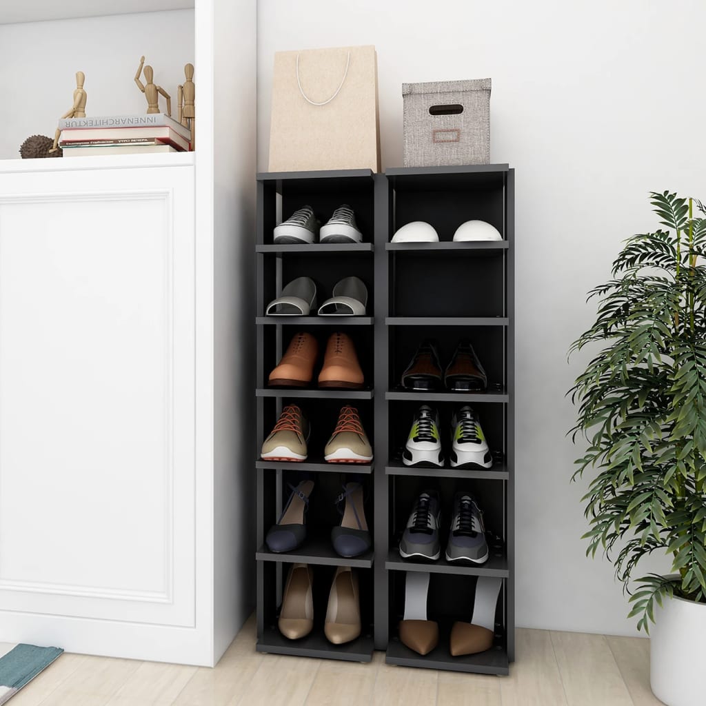 Shoe Cabinets 2 pcs Grey 27.5x27x102 cm