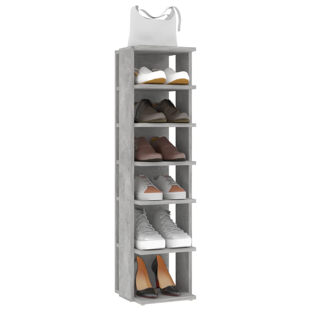Shoe Cabinet Concrete Grey 27.5x27x102 cm Engineered Wood