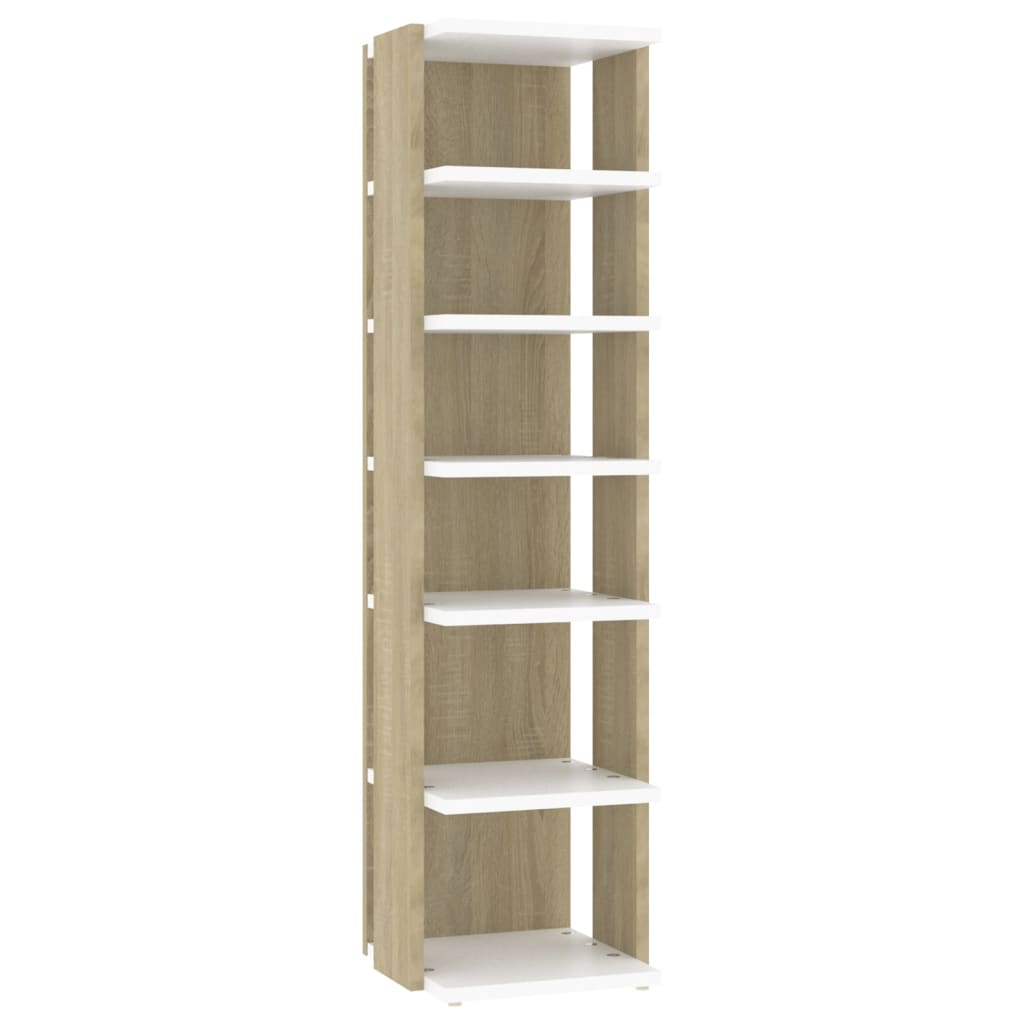 Shoe Cabinet White&Sonoma Oak 27.5x27x102 cm Engineered Wood