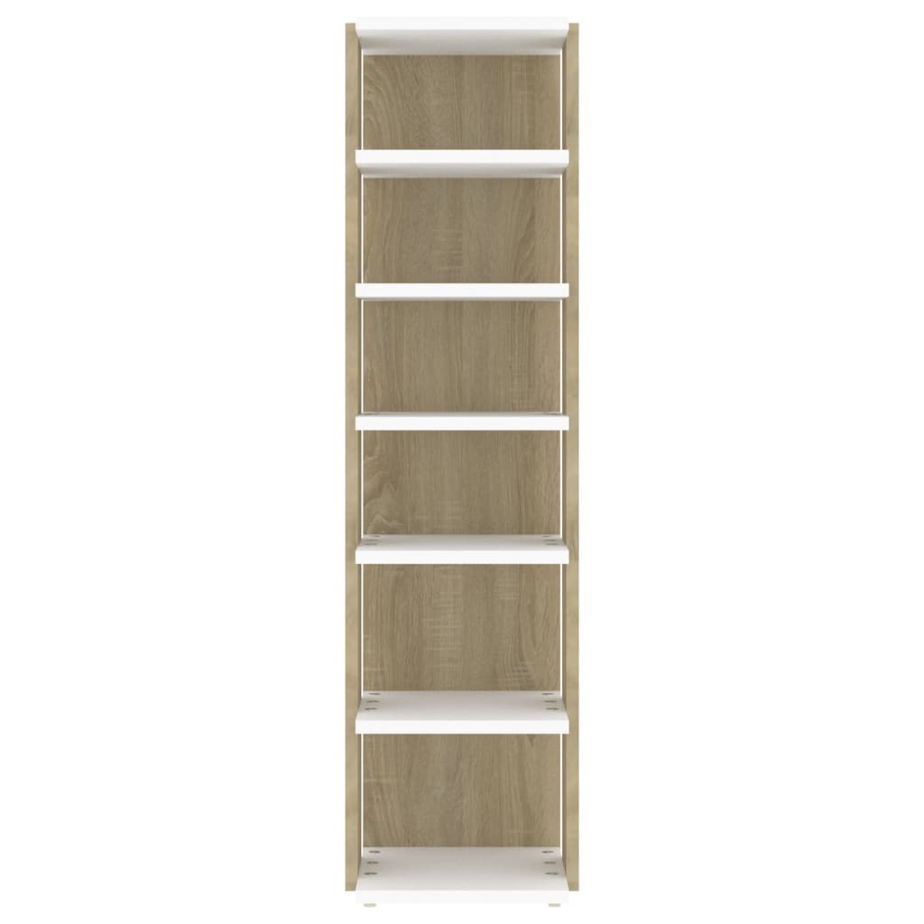 Shoe Cabinet White&Sonoma Oak 27.5x27x102 cm Engineered Wood