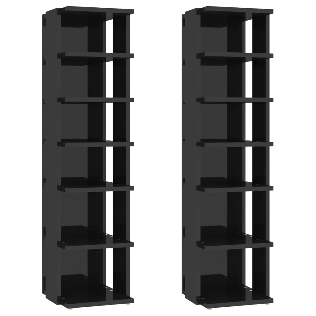 Shoe Cabinets 2 pcs High Gloss Black 27.5x27x102 cm