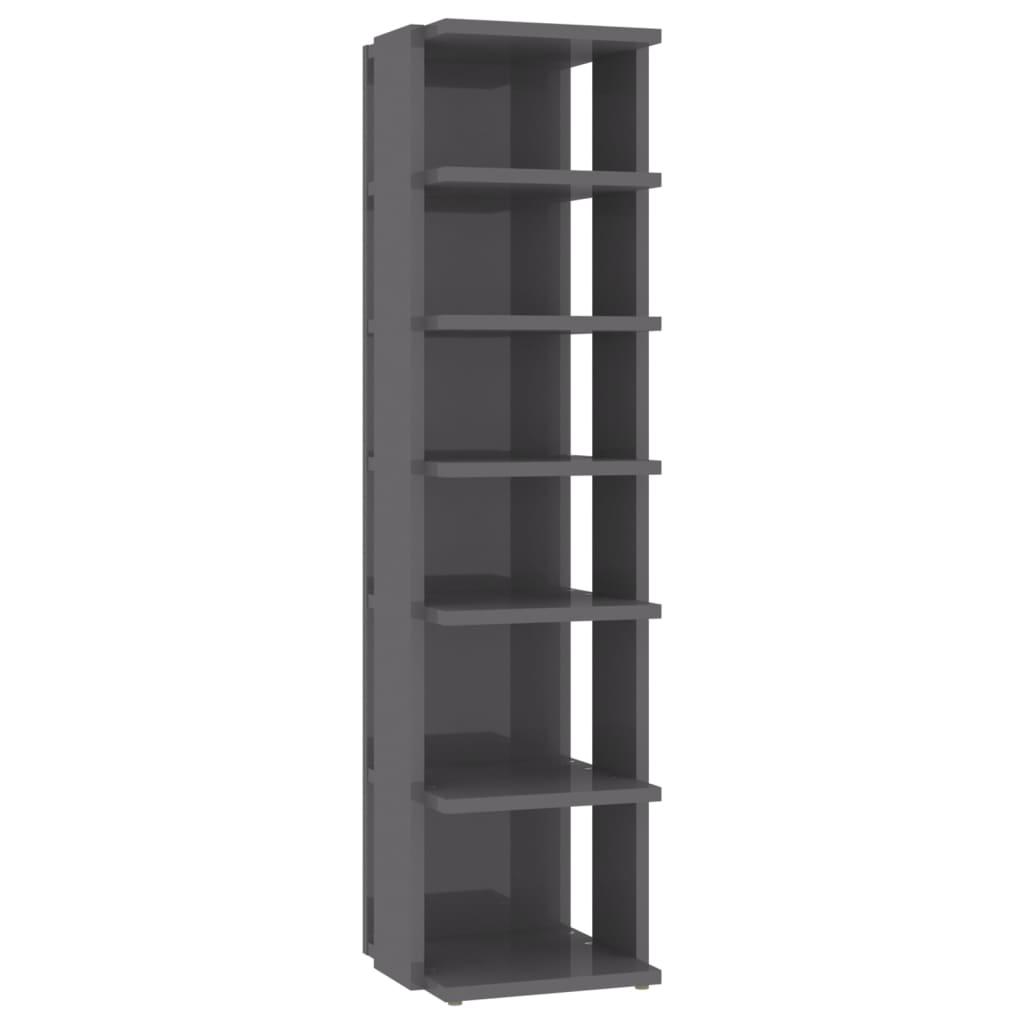 Shoe Cabinets 2 pcs High Gloss Grey 27.5x27x102 cm