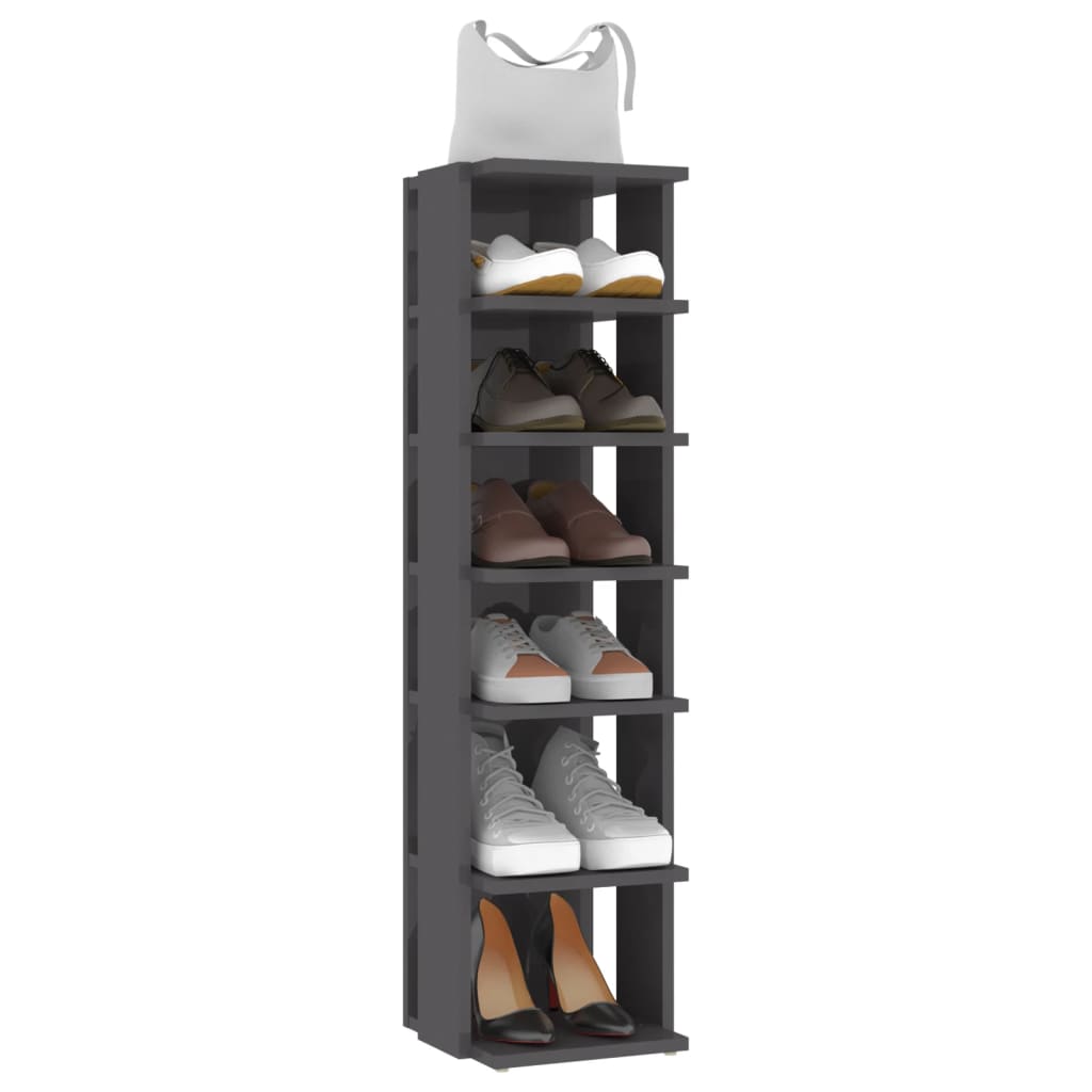 Shoe Cabinets 2 pcs High Gloss Grey 27.5x27x102 cm