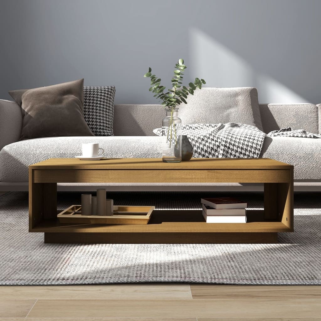 Coffee Table Honey Brown 110x50x33.5 cm Solid Pinewood