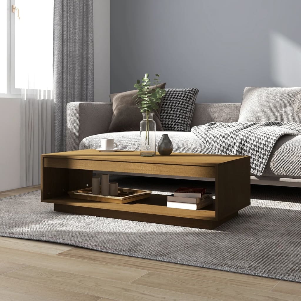 Coffee Table Honey Brown 110x50x33.5 cm Solid Pinewood