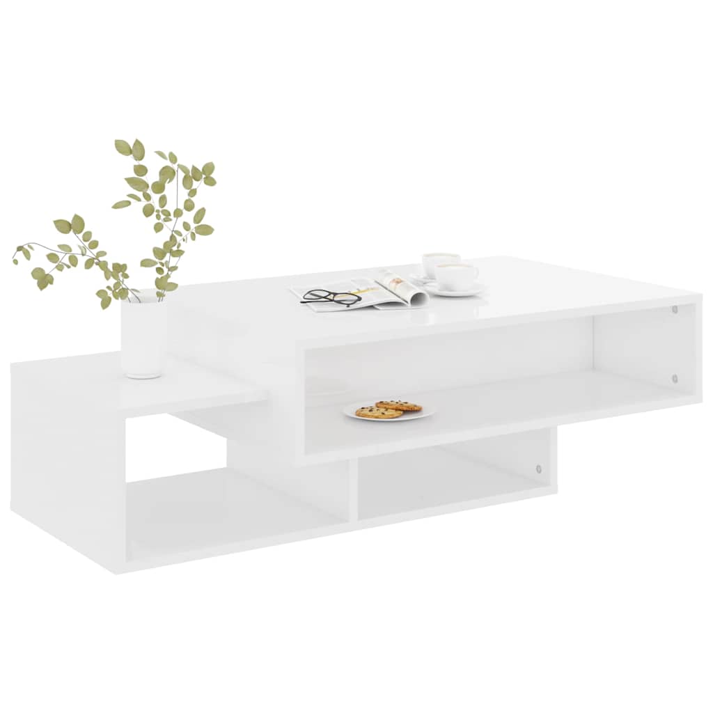 Coffee Table High Gloss White 105x55x32 cm Engineered Wood
