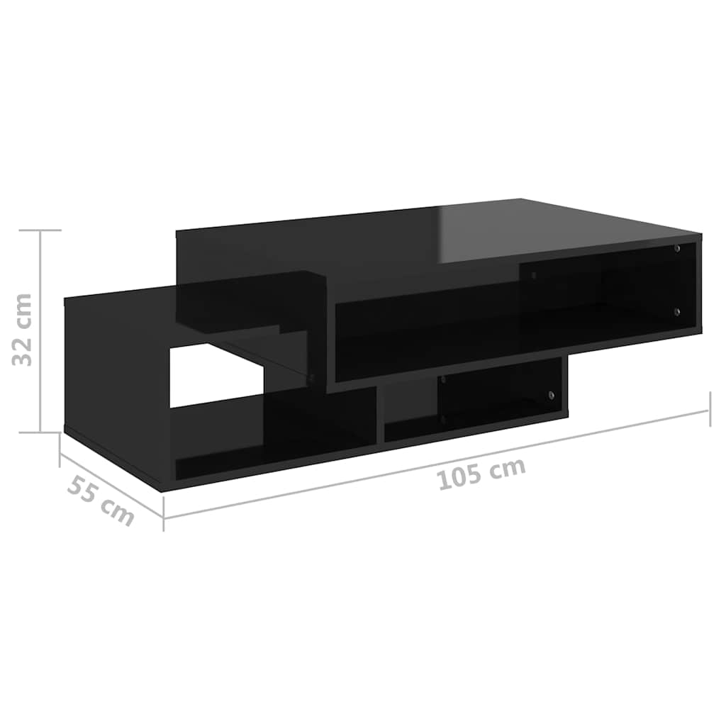 Coffee Table High Gloss Black 105x55x32 cm Engineered Wood