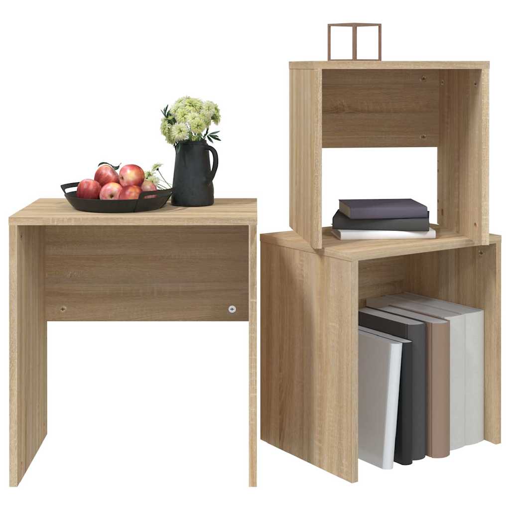 Nesting Coffee Tables 3 pcs Sonoma Oak Engineered Wood