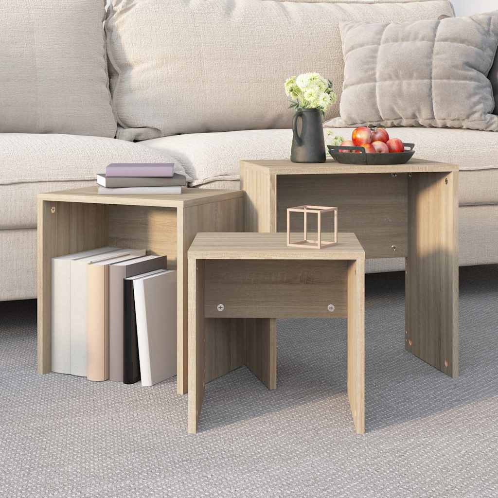 Nesting Coffee Tables 3 pcs Sonoma Oak Engineered Wood