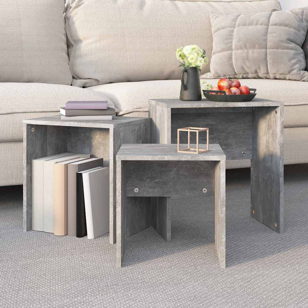 Nesting Coffee Tables 3 pcs Concrete Grey Engineered Wood