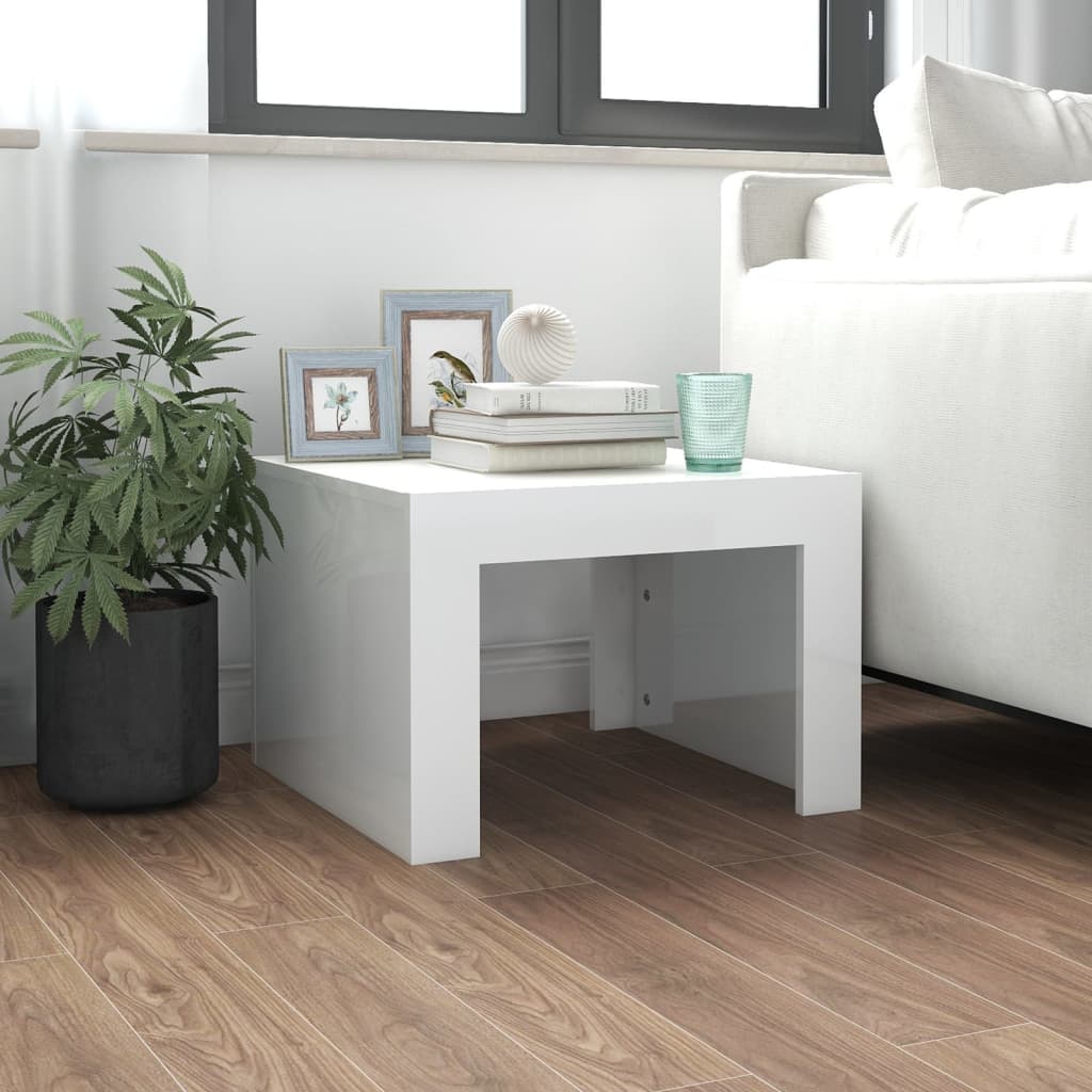 Coffee Table High Gloss White 50x50x35 cm Engineered Wood