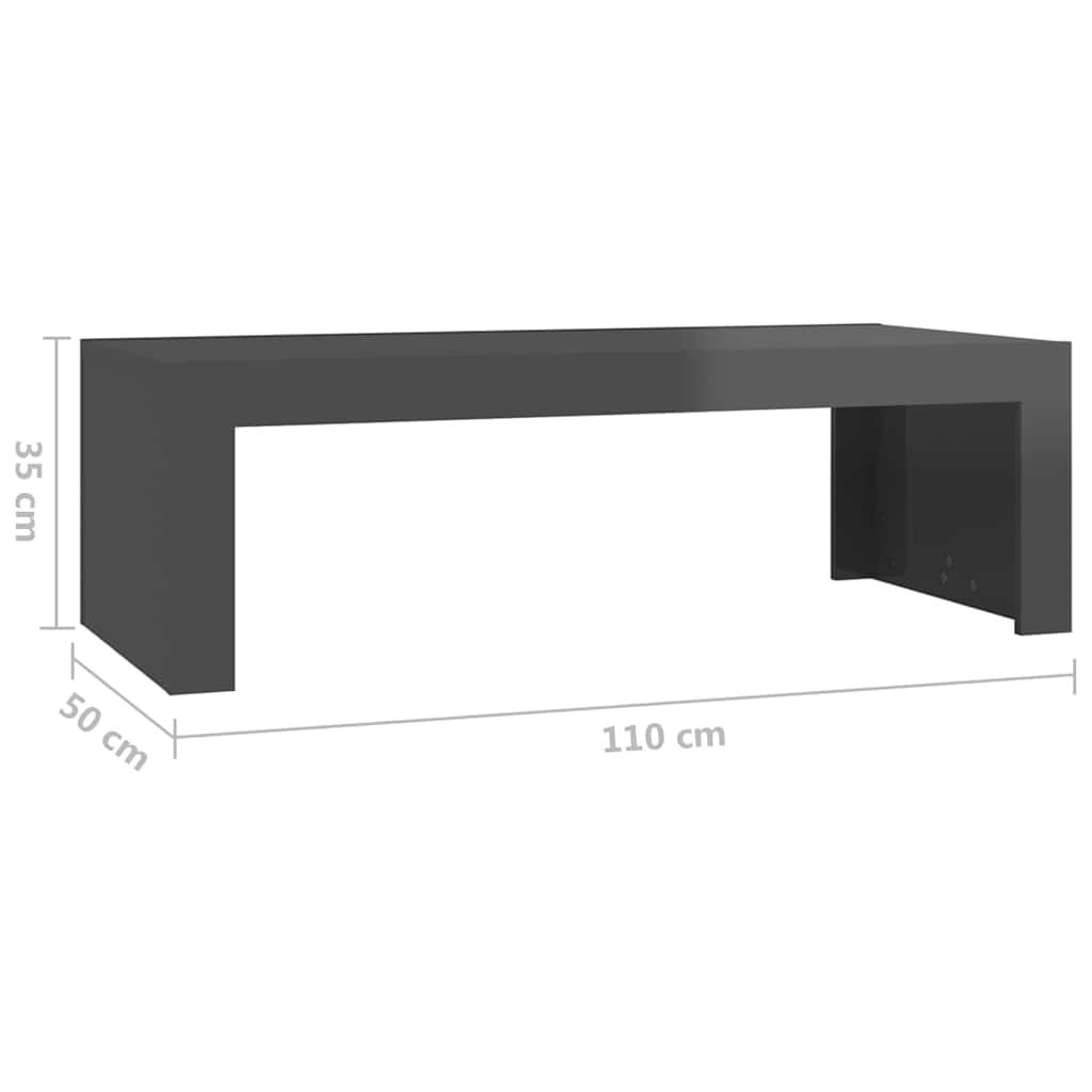 Coffee Table High Gloss Grey 110x50x35 cm Engineered Wood