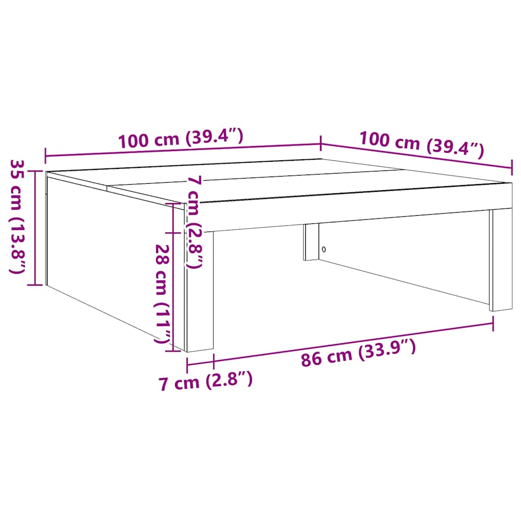 Coffee Table High Gloss White 100x100x35 cm Engineered Wood