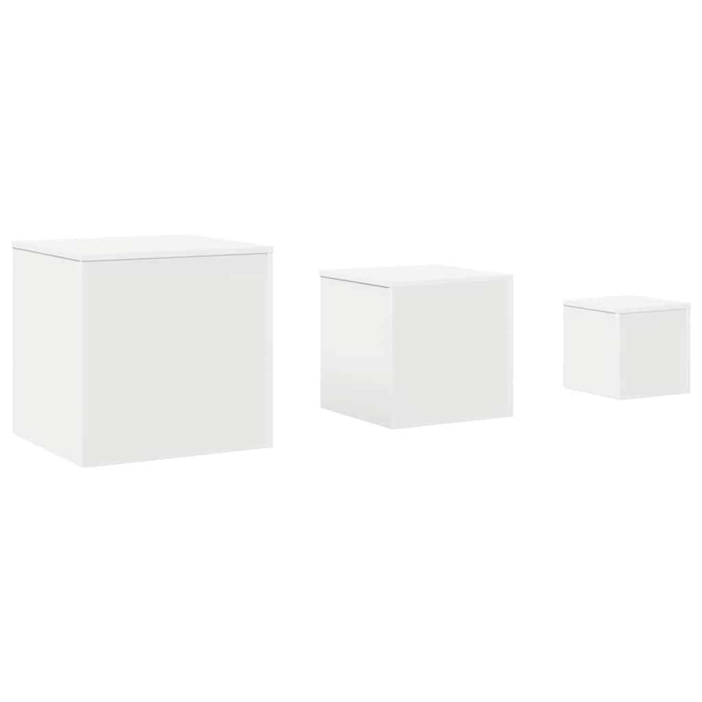 Side Tables 3 pcs White Engineered Wood