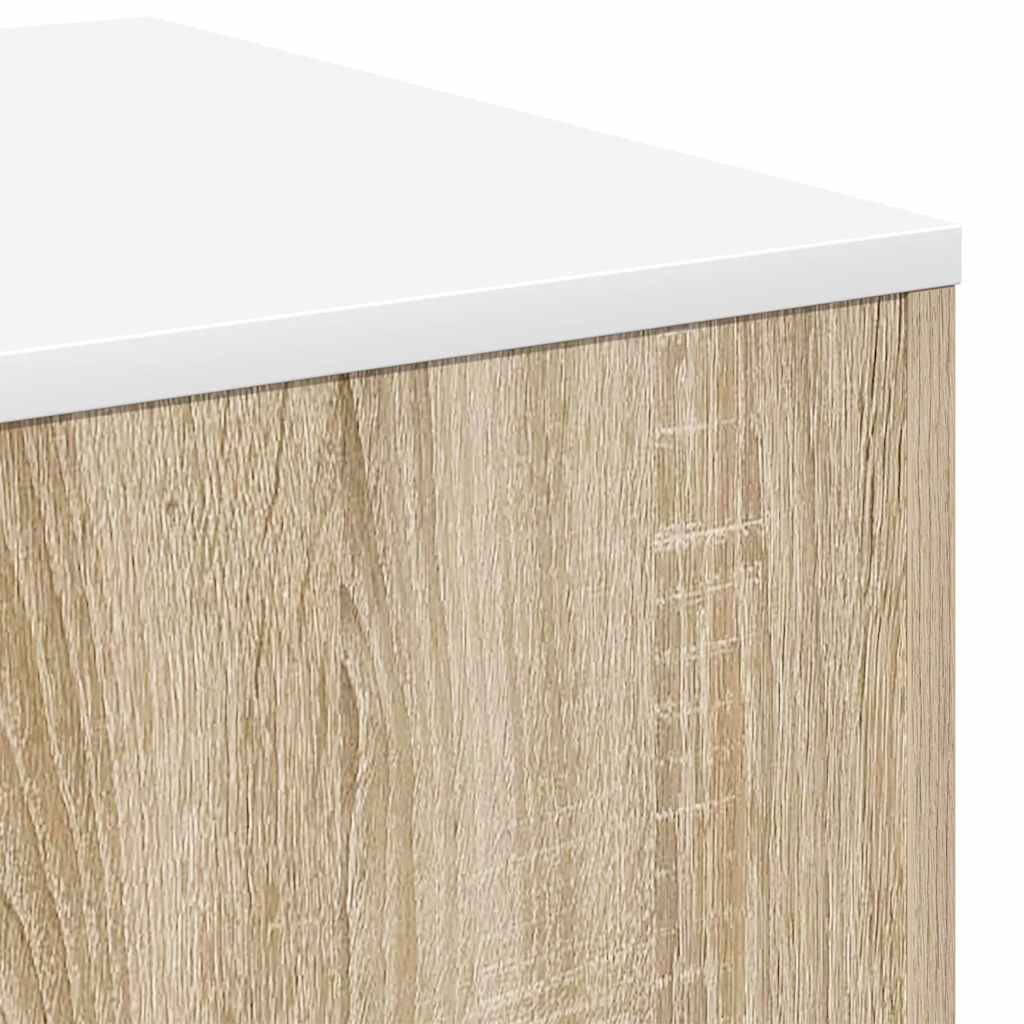 Side Tables 3 pcs White and Sonoma Oak Engineered Wood