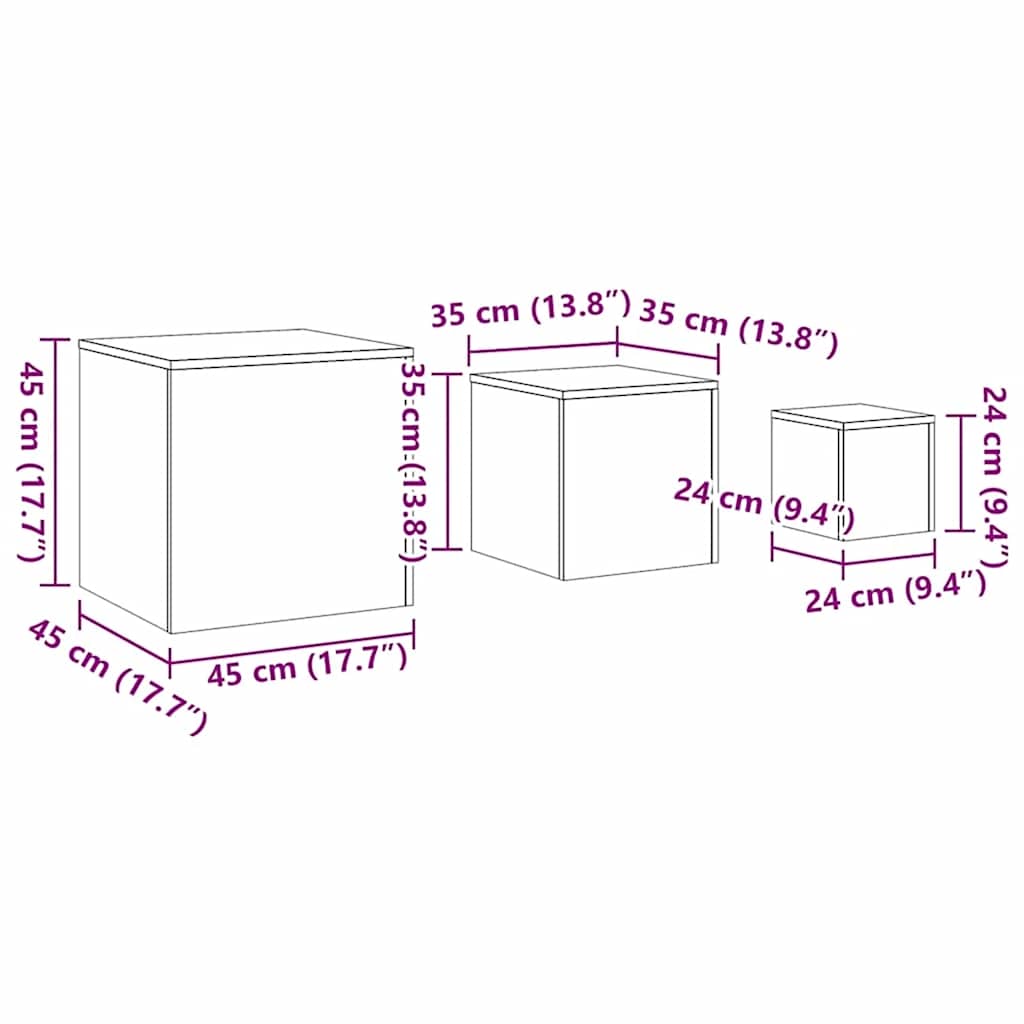 Side Tables 3 pcs High Gloss White Engineered Wood