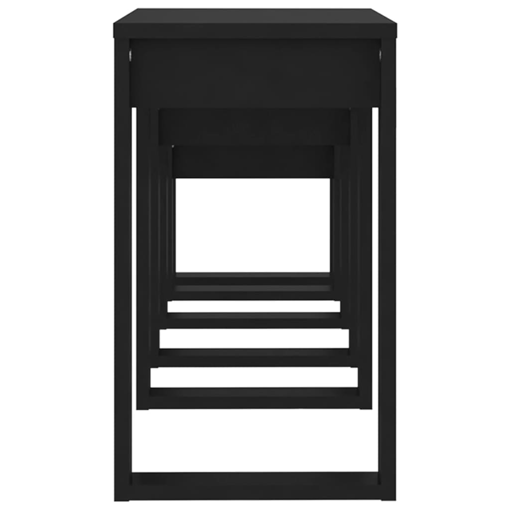 Nesting Tables 3 pcs Black Engineered Wood