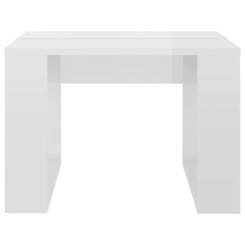 Side Table High Gloss White 50x50x35 cm Engineered Wood