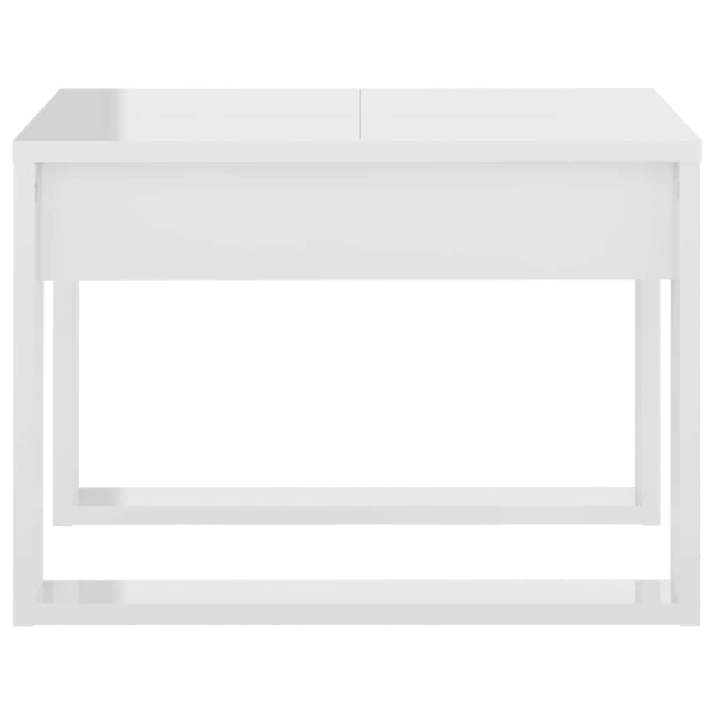 Side Table High Gloss White 50x50x35 cm Engineered Wood