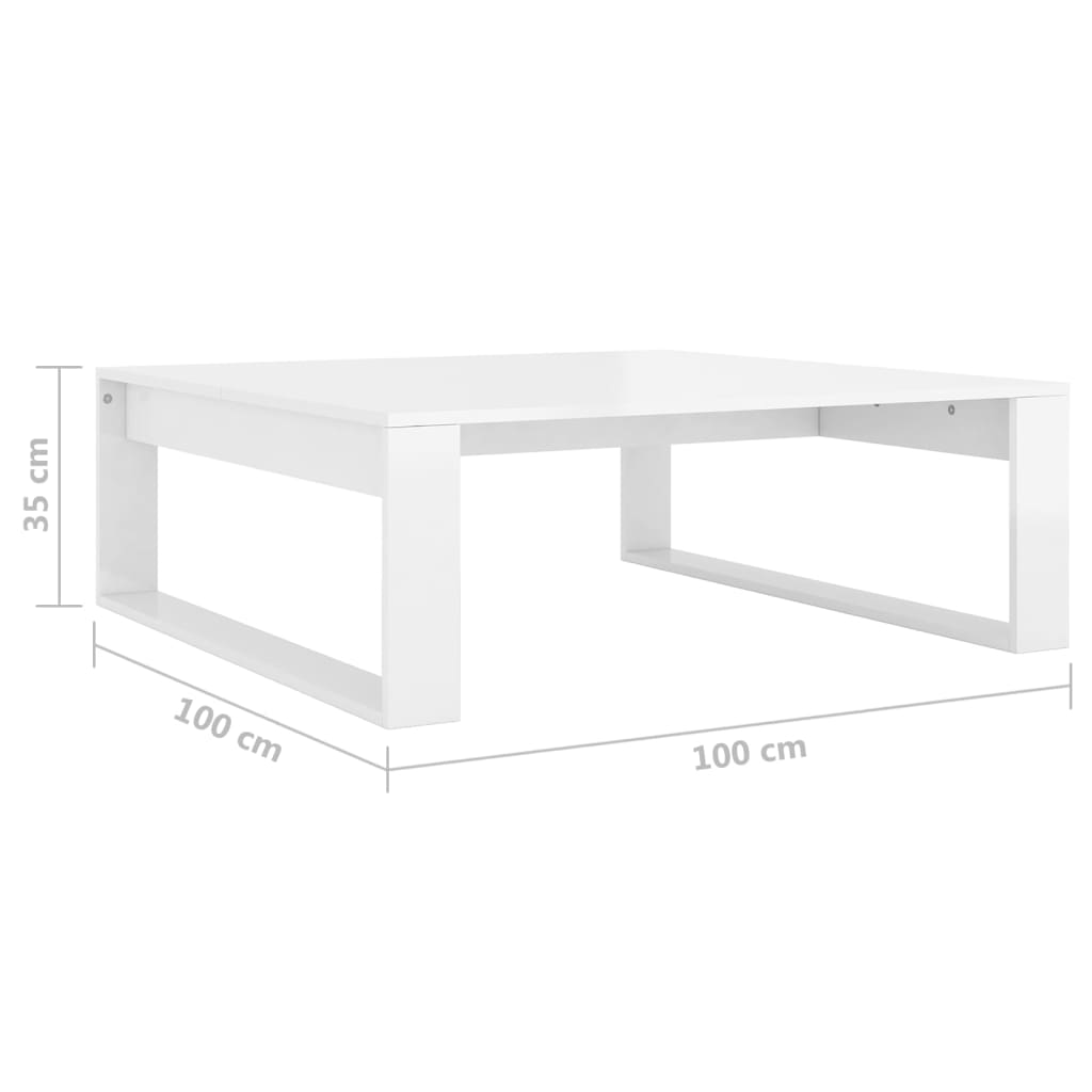 Coffee Table High Gloss White 100x100x35 cm Engineered Wood