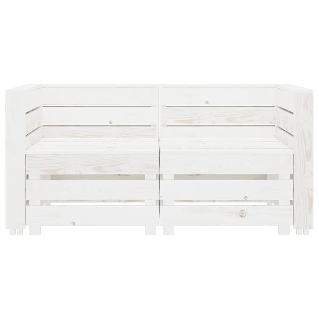 Garden 2-Seater Pallet Sofa Solid Pinewood White