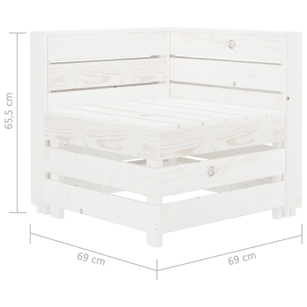 Garden 2-Seater Pallet Sofa Solid Pinewood White