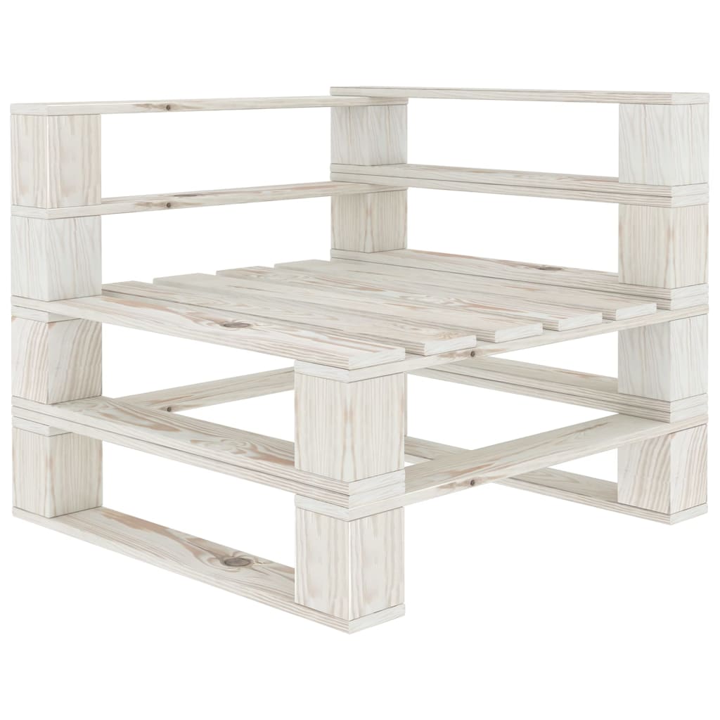 Garden 2-Seater Pallet Sofa White Solid Pinewood