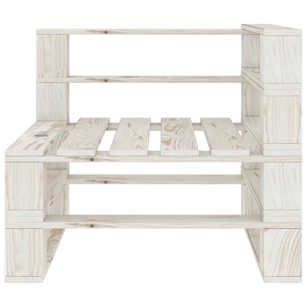 Garden 2-Seater Pallet Sofa White Solid Pinewood