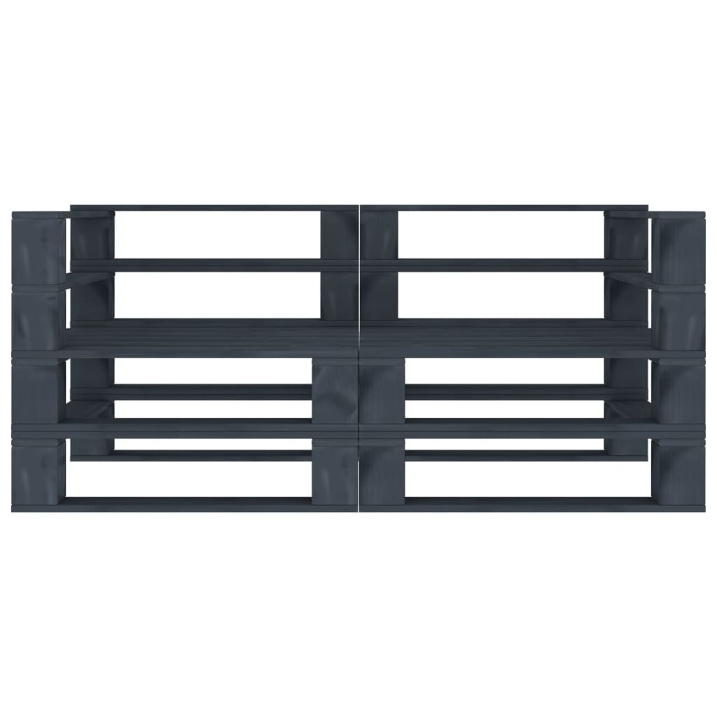 Garden 2-Seater Pallet Sofa Grey Solid Pinewood